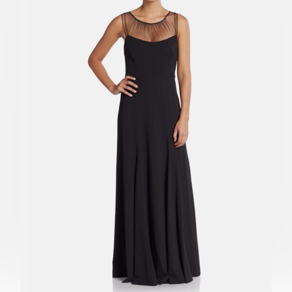 Vera Wang Black Evening Gown with Sheer Yoke Collar – Size 8 PreLoved EUC - Picture 1 of 10